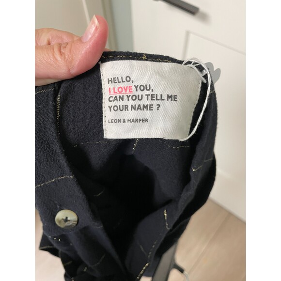 Leon & Harper Black Skirt with Gold plaid Skirt - Picture 4 of 5